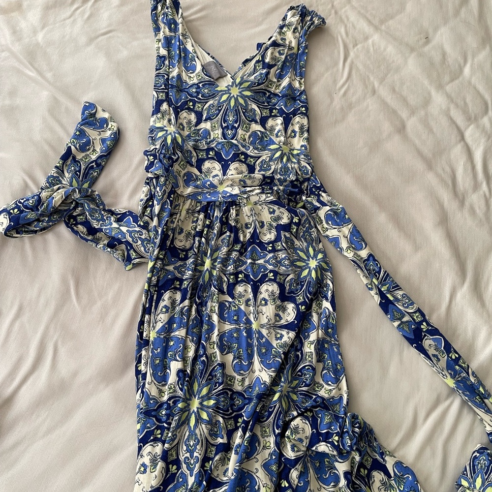 Blue cross back maxi dress
